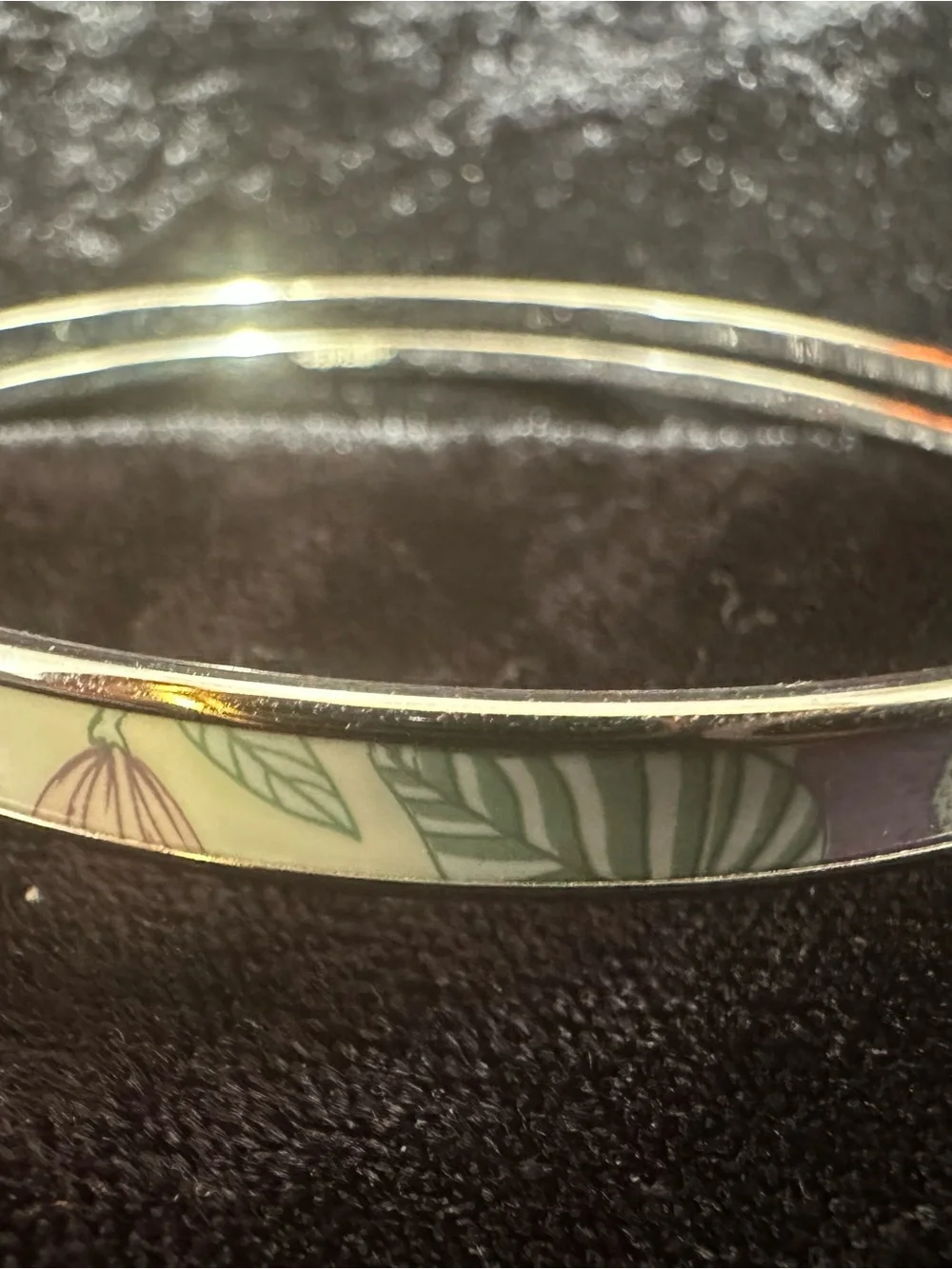Hermes enamel bangle in lilac with silver trim
